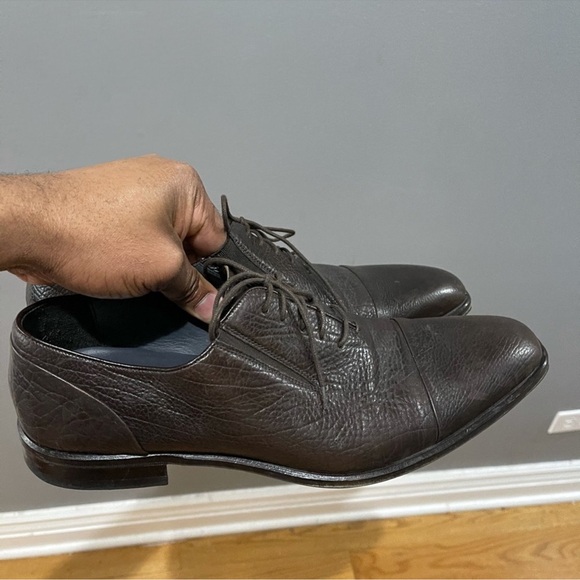 Massimo Dutti Brown Pebble Leather Dress Shoes - Sz 11.5 - Picture 9 of 15